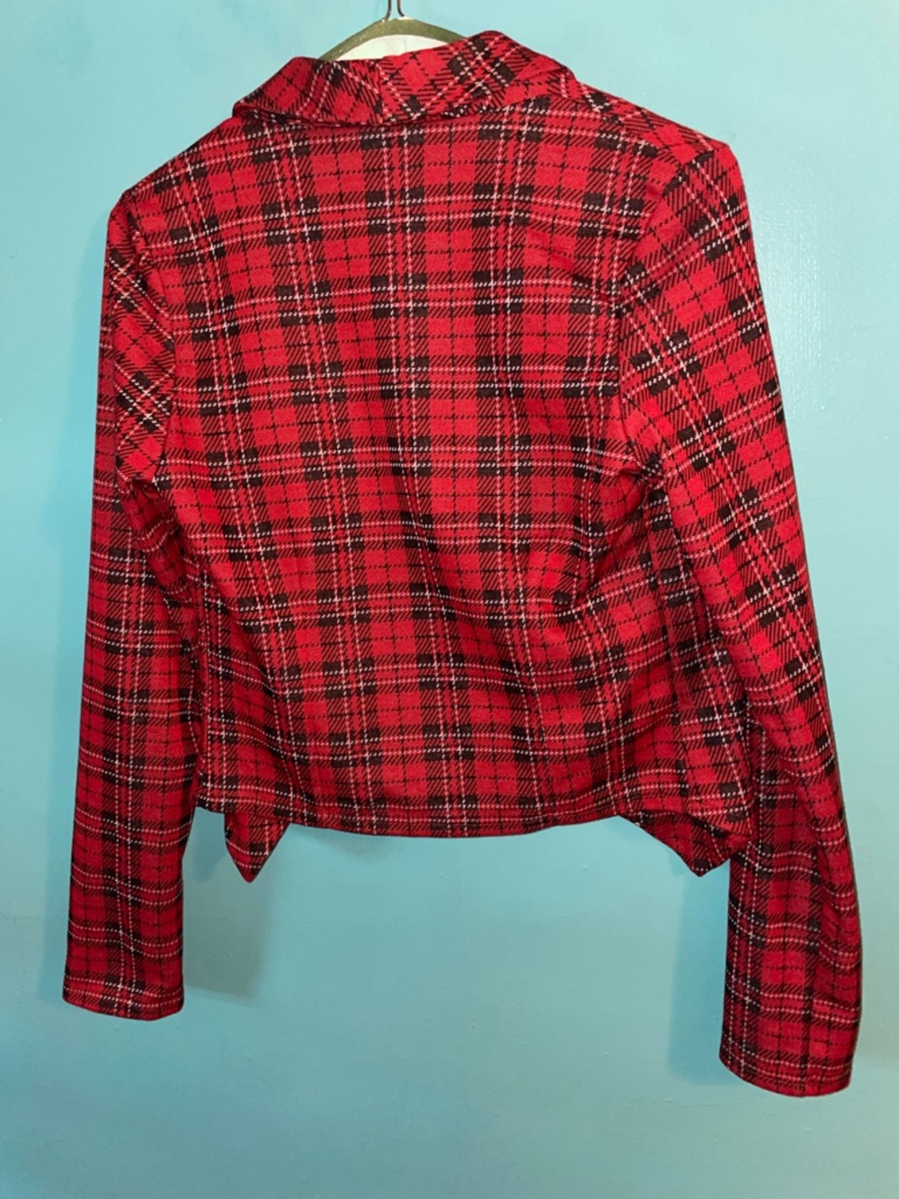 TOP Moda Red Plaid Open-Front Blazer - Picture 6 of 8